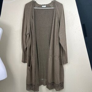 Wrap London Open-Front Crochet-Trim Cardigan long Sweater as 16